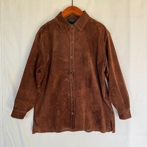 90s Vintage Express Brown Genuine Suede Leather boxy Shacket Jacket